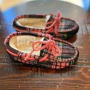 Crewcuts Red Plaid Moccasin Slippers